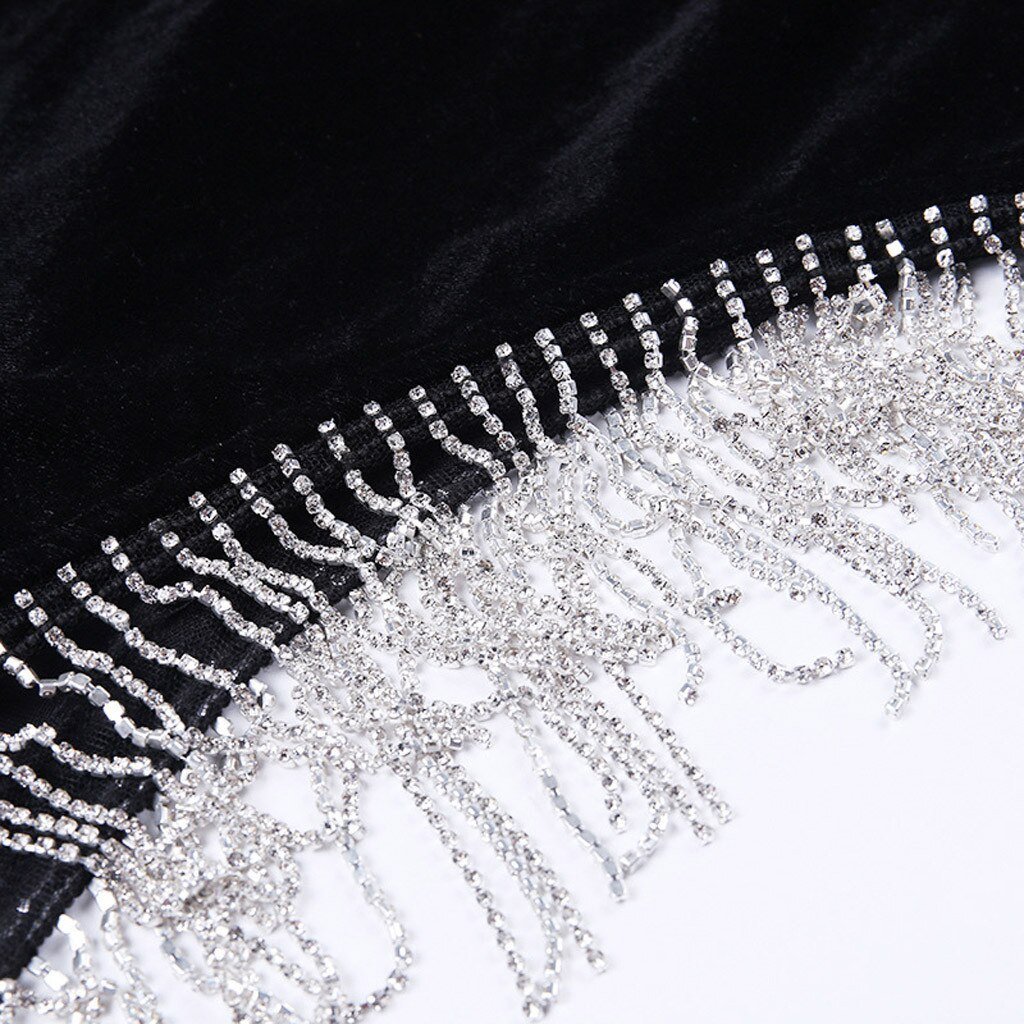 Solid Open Back Skirt Long Sleeve Split Sexy Short Dress Tassel - Easy Pickins Store