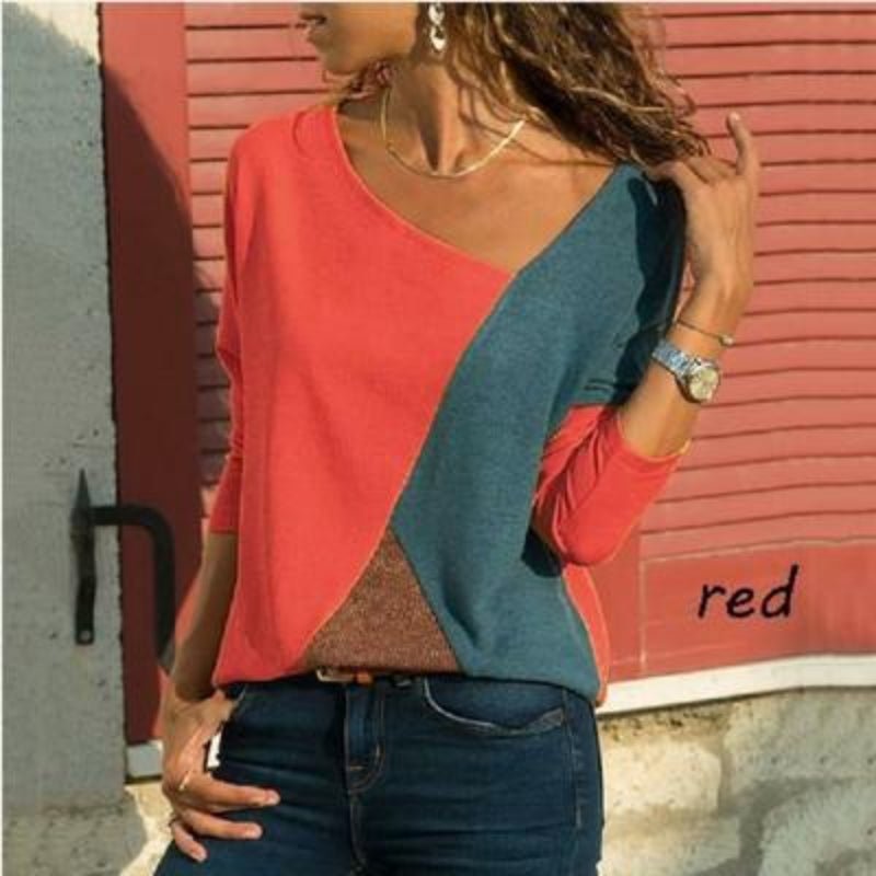 Spliced Color Long Sleeves T-Shirt - Easy Pickins Store