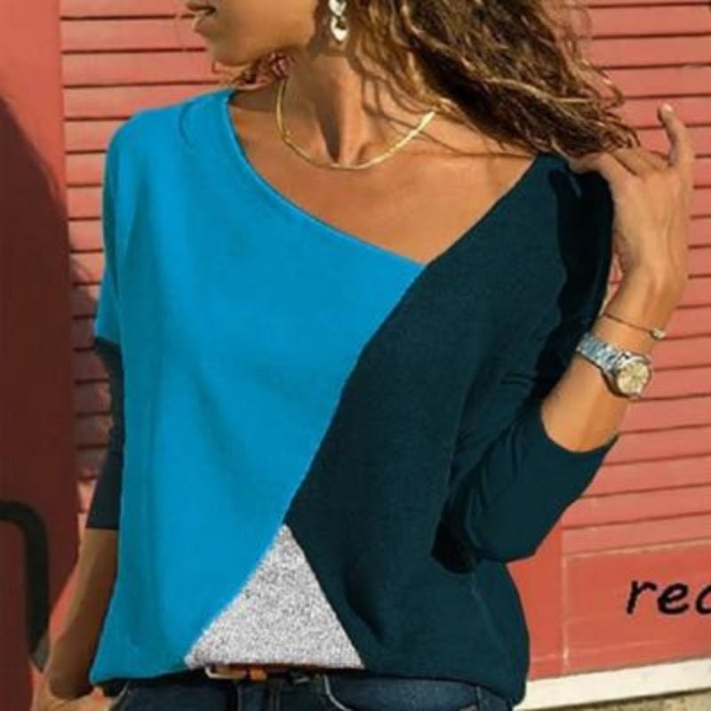 Spliced Color Long Sleeves T-Shirt - Easy Pickins Store