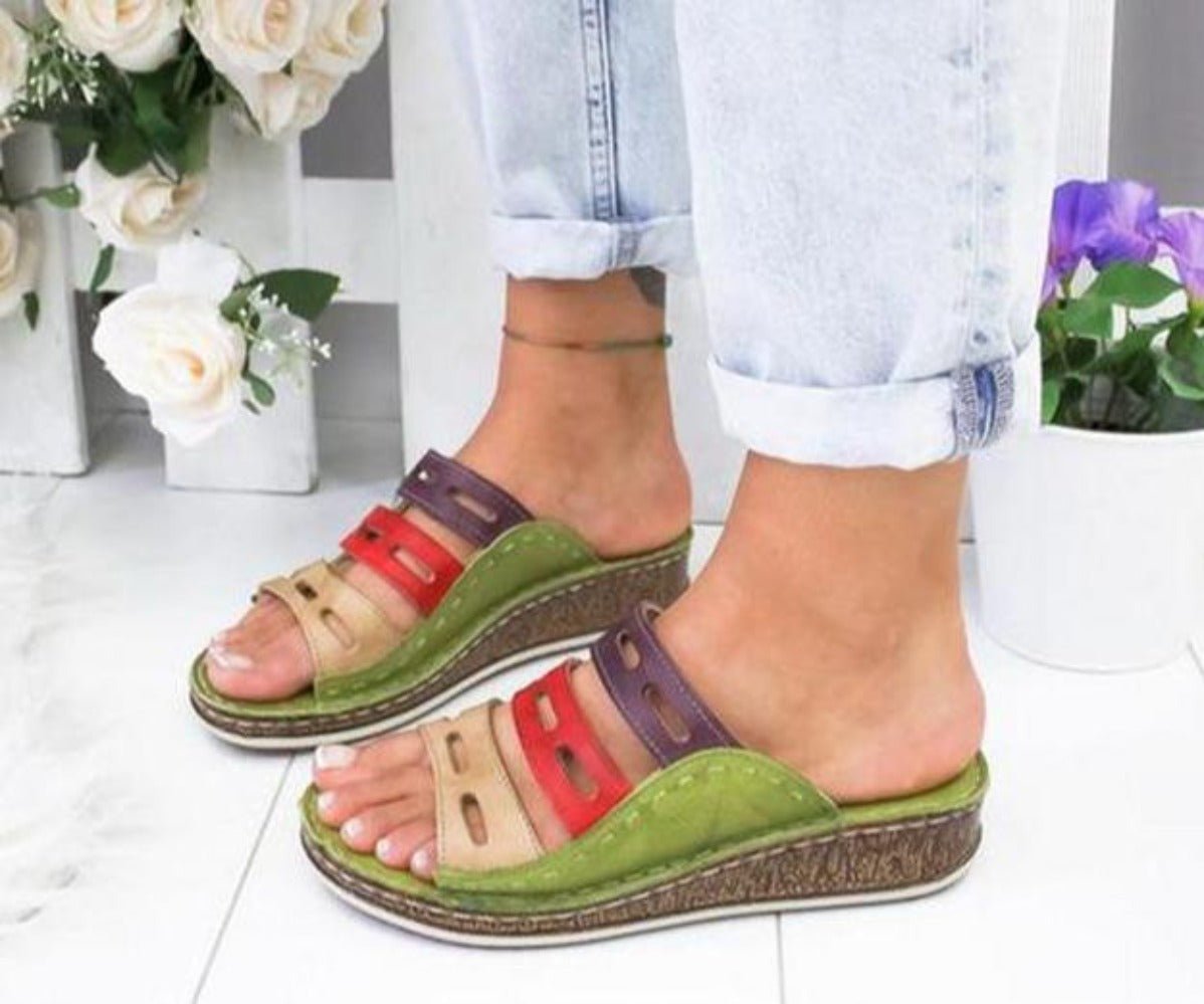 Stitching Open Toe Platform Wedge Sandals - Easy Pickins Store