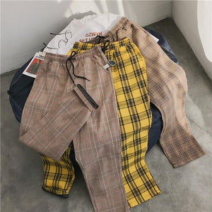 Streetwear Plaid Pants High Waist Joggers - Easy Pickins Store