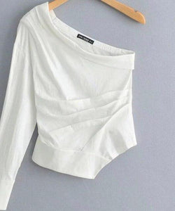 Streetwear Sexy Shirt One Shoulder Crop Blouse - Easy Pickins Store