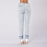 Streetwear Slim Jeans Waist Ripped Denim - Easy Pickins Store