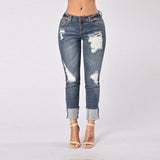 Streetwear Slim Jeans Waist Ripped Denim - Easy Pickins Store