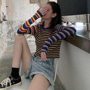 Striped Knitted T shirt - Easy Pickins Store