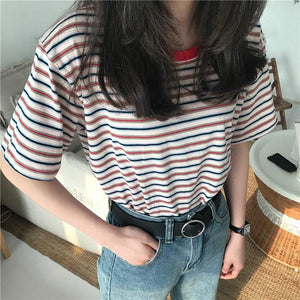 Striped T-shirt Short Sleeve - Easy Pickins Store