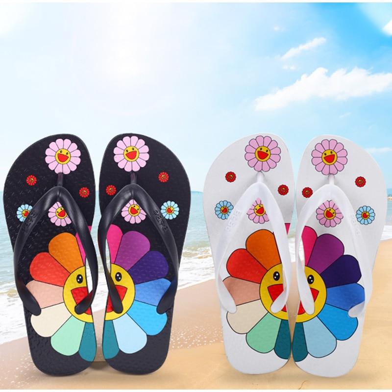 Summer Slippers Women Cute flower Flat Flip Flops Ladies Soft Slides Print Floral Bling Beach Casual Sandals - Easy Pickins Store