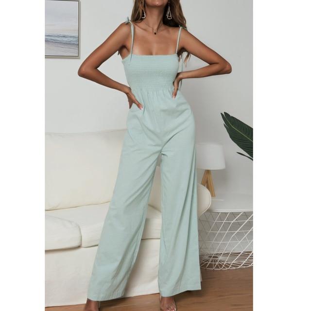 Sunflower Dot Print Jumpsuit Sleeveless Wide - Easy Pickins Store