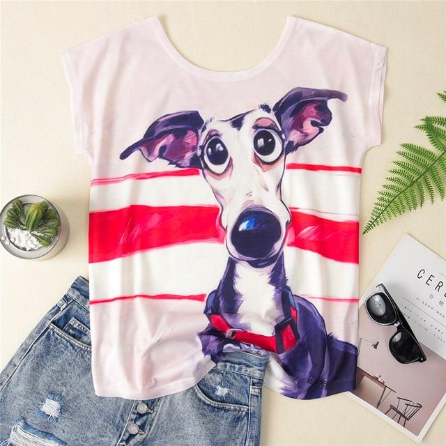 T shirt Cat Dog Print Short Sleeve - Easy Pickins Store