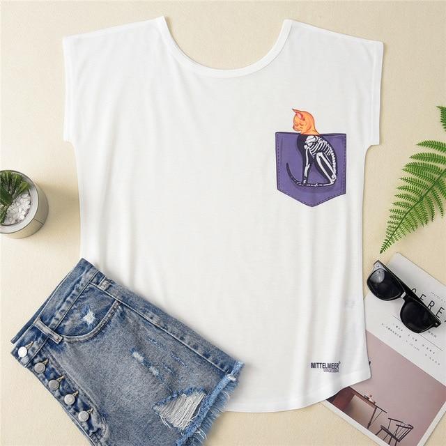 T shirt Cat Dog Print Short Sleeve - Easy Pickins Store