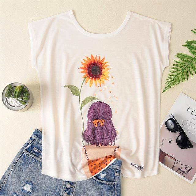 T shirt Cat Dog Print Short Sleeve - Easy Pickins Store