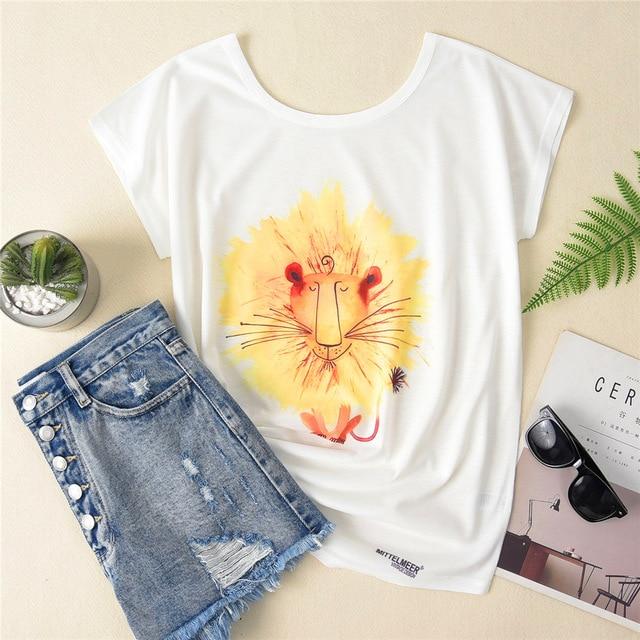 T shirt Cat Dog Print Short Sleeve - Easy Pickins Store