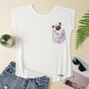 T shirt Cat Dog Print Short Sleeve - Easy Pickins Store