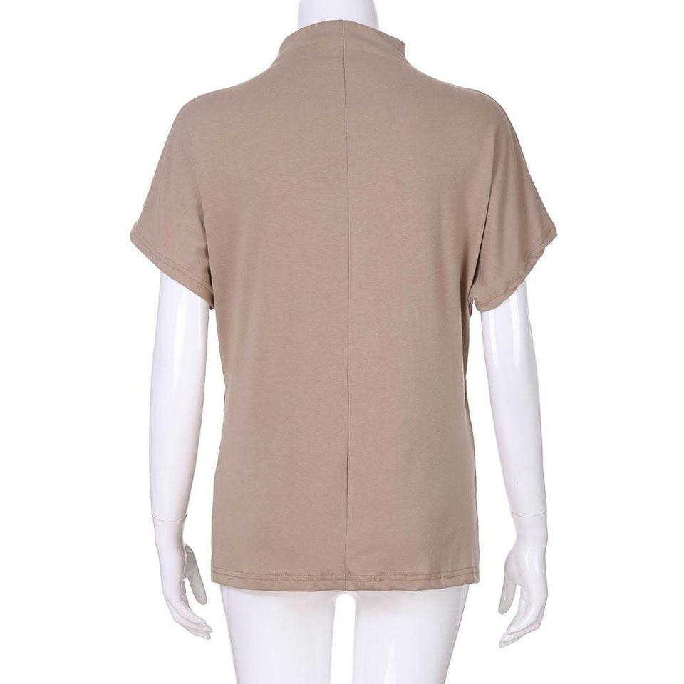 T-Shirt Turtleneck Cotton Broadcloth Short Sleeve - Easy Pickins Store