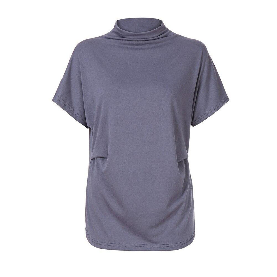 T-Shirt Turtleneck Cotton Broadcloth Short Sleeve - Easy Pickins Store