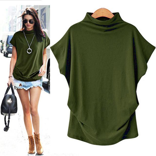 T-Shirt Turtleneck Cotton Broadcloth Short Sleeve - Easy Pickins Store