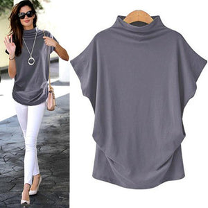T-Shirt Turtleneck Cotton Broadcloth Short Sleeve - Easy Pickins Store