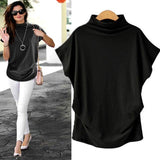 T-Shirt Turtleneck Cotton Broadcloth Short Sleeve - Easy Pickins Store