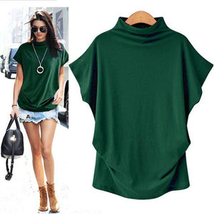 T-Shirt Turtleneck Cotton Broadcloth Short Sleeve - Easy Pickins Store