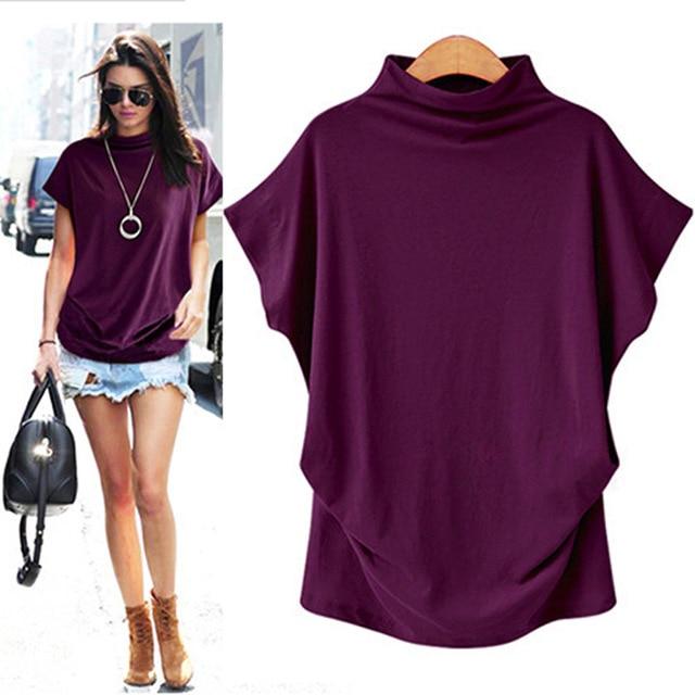 T-Shirt Turtleneck Cotton Broadcloth Short Sleeve - Easy Pickins Store