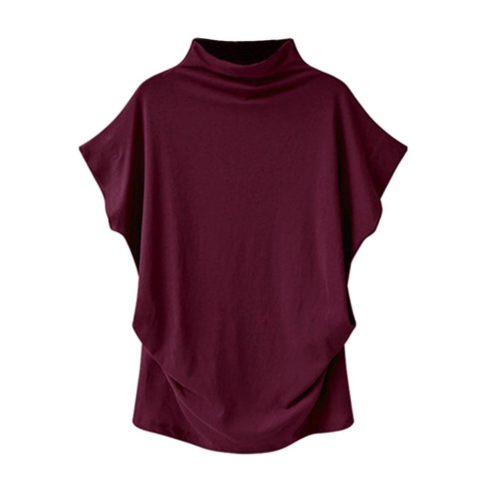 T-Shirt Turtleneck Cotton Broadcloth Short Sleeve - Easy Pickins Store