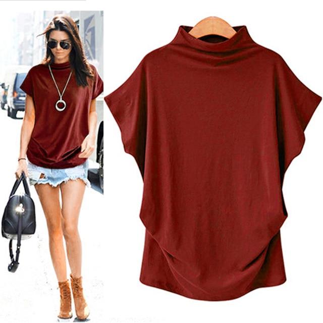 T-Shirt Turtleneck Cotton Broadcloth Short Sleeve - Easy Pickins Store
