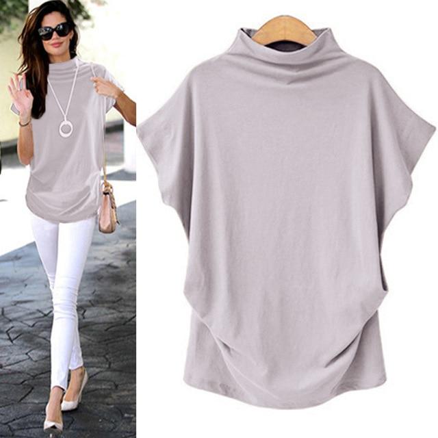 T-Shirt Turtleneck Cotton Broadcloth Short Sleeve - Easy Pickins Store