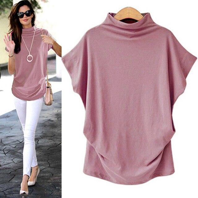 T-Shirt Turtleneck Cotton Broadcloth Short Sleeve - Easy Pickins Store