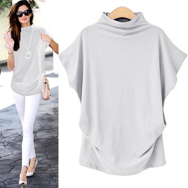 T-Shirt Turtleneck Cotton Broadcloth Short Sleeve - Easy Pickins Store