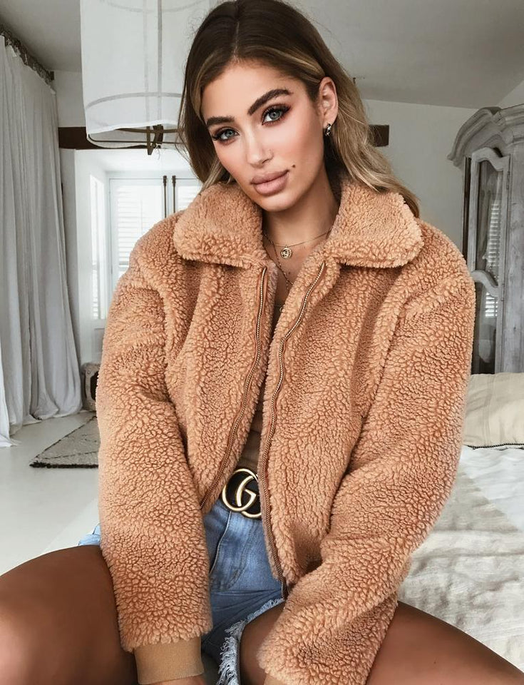 Teddy Bear Faux Fur Coat - Easy Pickins Store