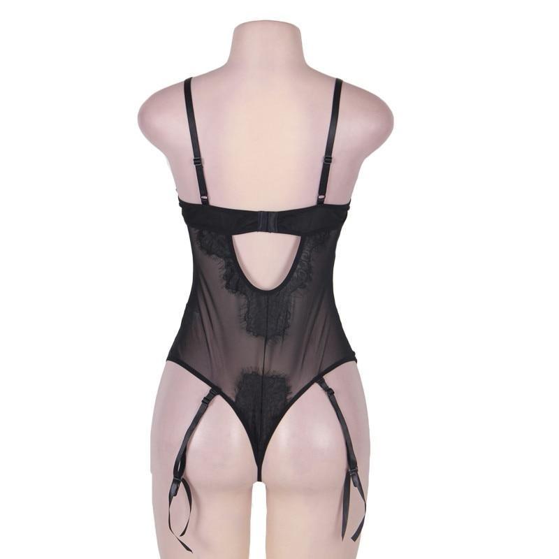 Teddy Sheer Mesh Bodysuit Lace Rompers - Easy Pickins Store
