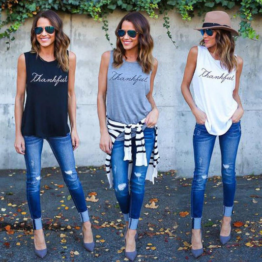 Thankful Sleeveless T-Shirt - Easy Pickins Store