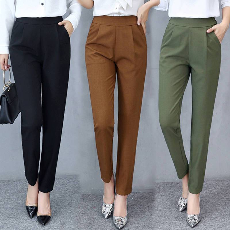 Thin Silk Ankle Length High Waist Flexible Pencil Pants - Easy Pickins Store