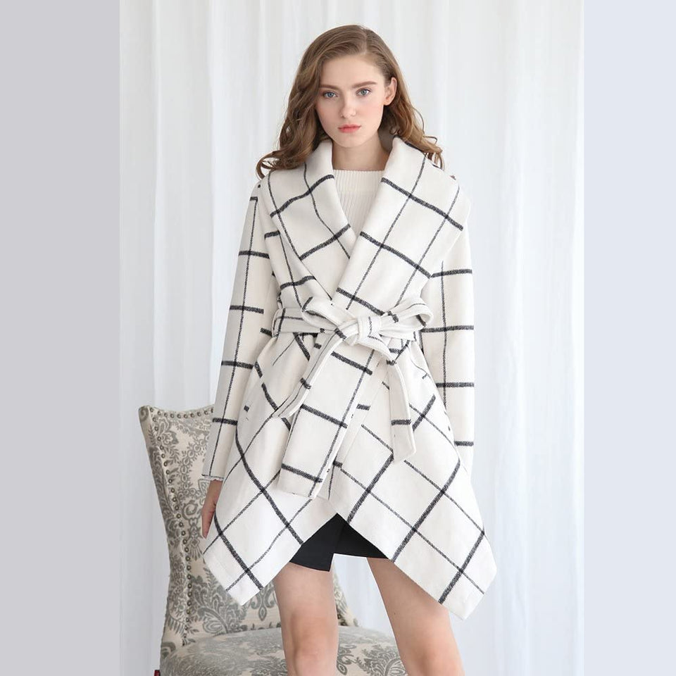 Turn Down Shawl Collar Earth Tone Wool Blend Coat - Easy Pickins Store