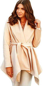 Turn Down Shawl Collar Earth Tone Wool Blend Coat - Easy Pickins Store