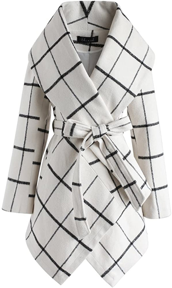 Turn Down Shawl Collar Earth Tone Wool Blend Coat - Easy Pickins Store