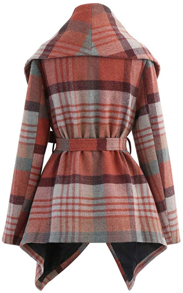 Turn Down Shawl Collar Earth Tone Wool Blend Coat - Easy Pickins Store