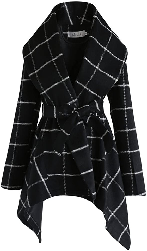 Turn Down Shawl Collar Earth Tone Wool Blend Coat - Easy Pickins Store