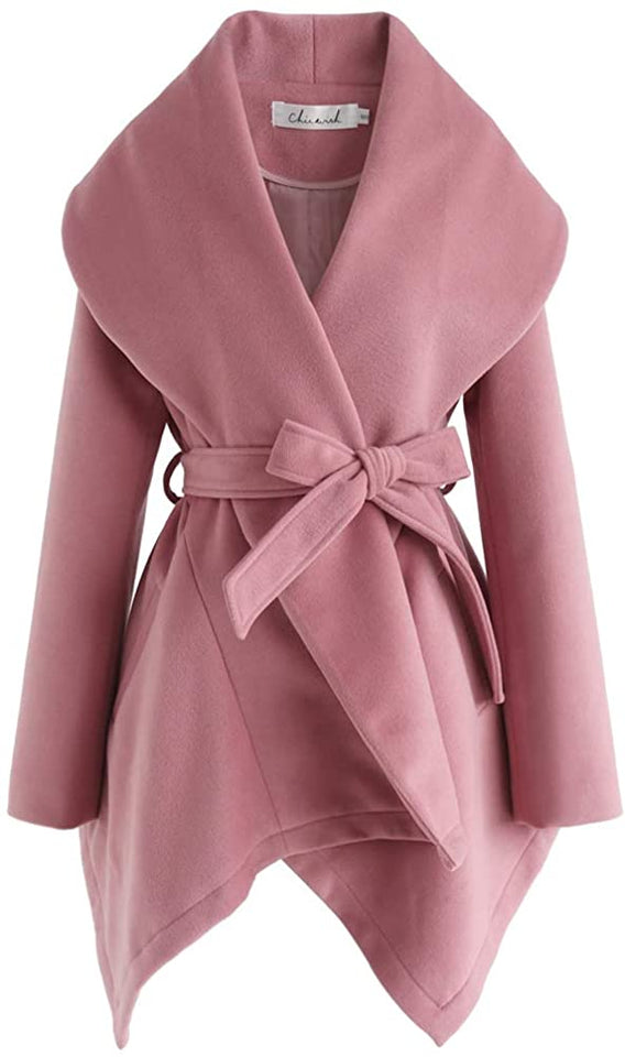 Turn Down Shawl Collar Earth Tone Wool Blend Coat - Easy Pickins Store
