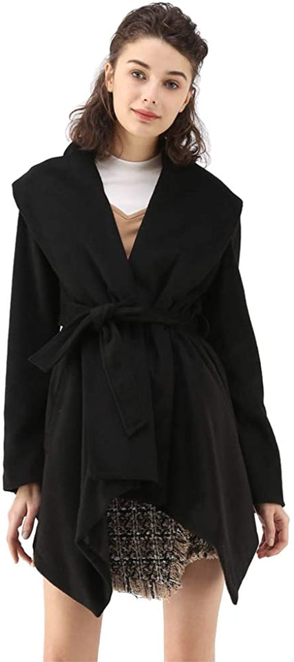 Turn Down Shawl Collar Earth Tone Wool Blend Coat - Easy Pickins Store