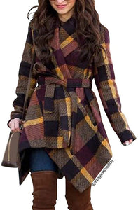 Turn Down Shawl Collar Earth Tone Wool Blend Coat - Easy Pickins Store