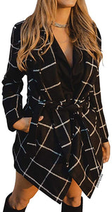 Turn Down Shawl Collar Earth Tone Wool Blend Coat - Easy Pickins Store