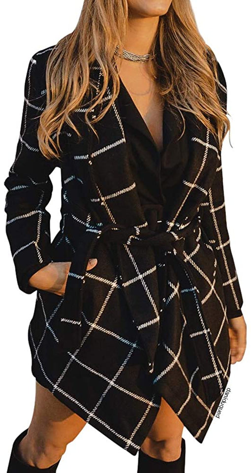 Turn Down Shawl Collar Earth Tone Wool Blend Coat - Easy Pickins Store