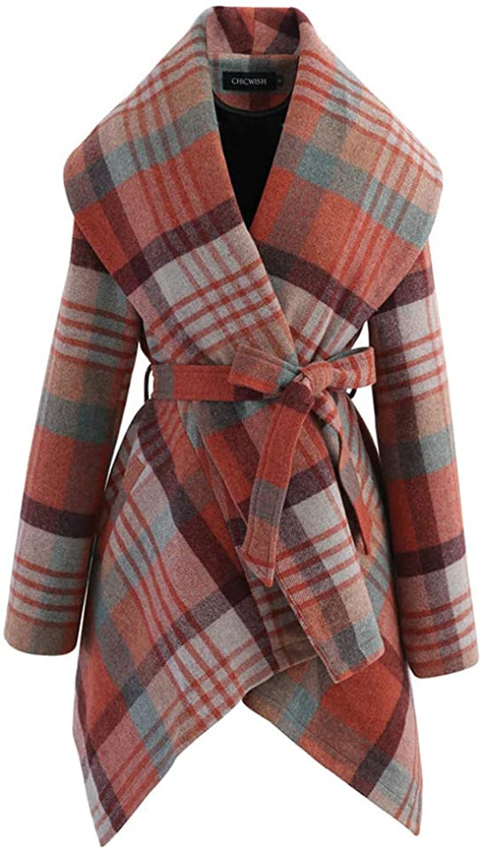 Turn Down Shawl Collar Earth Tone Wool Blend Coat - Easy Pickins Store