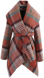 Turn Down Shawl Collar Earth Tone Wool Blend Coat - Easy Pickins Store