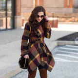 Turn Down Shawl Collar Earth Tone Wool Blend Coat - Easy Pickins Store