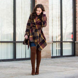 Turn Down Shawl Collar Earth Tone Wool Blend Coat - Easy Pickins Store