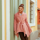 Turn Down Shawl Collar Earth Tone Wool Blend Coat - Easy Pickins Store