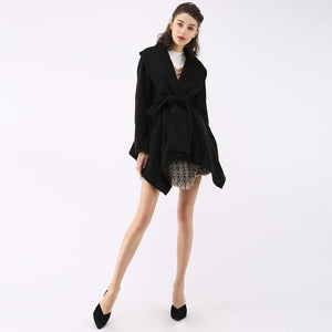 Turn Down Shawl Collar Earth Tone Wool Blend Coat - Easy Pickins Store