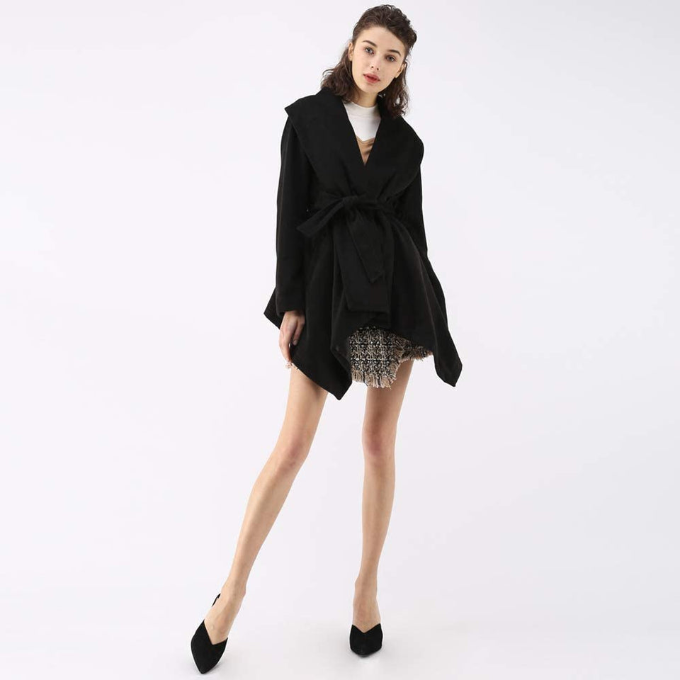 Turn Down Shawl Collar Earth Tone Wool Blend Coat - Easy Pickins Store